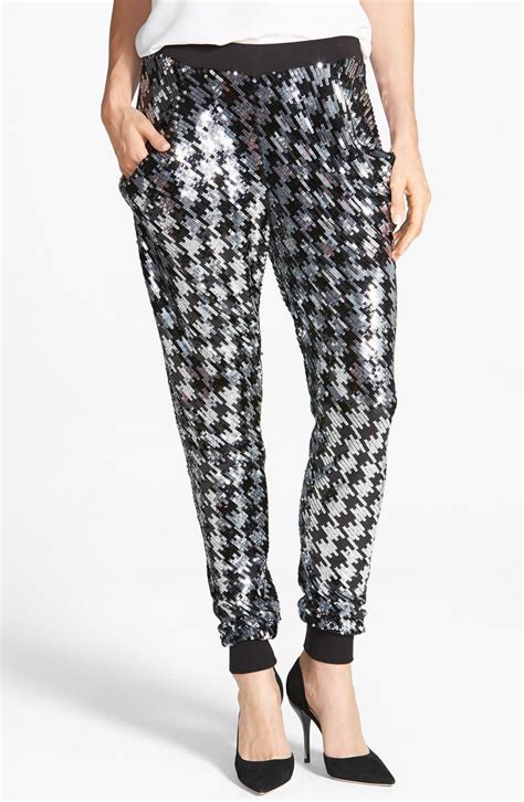 michael kors sequin track pants|Michael Kors Collection Lace Sequin Embroidered Cropped .